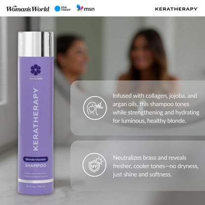 KERATHERAPY Keratin Infused Totally Blonde Violet Toning Shampoo, 10.1 fl. oz., 300 ml - Violet Shampoo for Blonde Color Treated Hair, Brassy, Silver, & Highlighted - Sulfate & Paraben Free