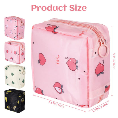 4Pcs Sanitary Napkin Storage Bag, Portable Period Bag for Teen Girls Woman, Pad Pouch Tampon for Purse, Reusable Zipper Period Pouches for Teen School Office Travel Feminine Care Organizer, Cute