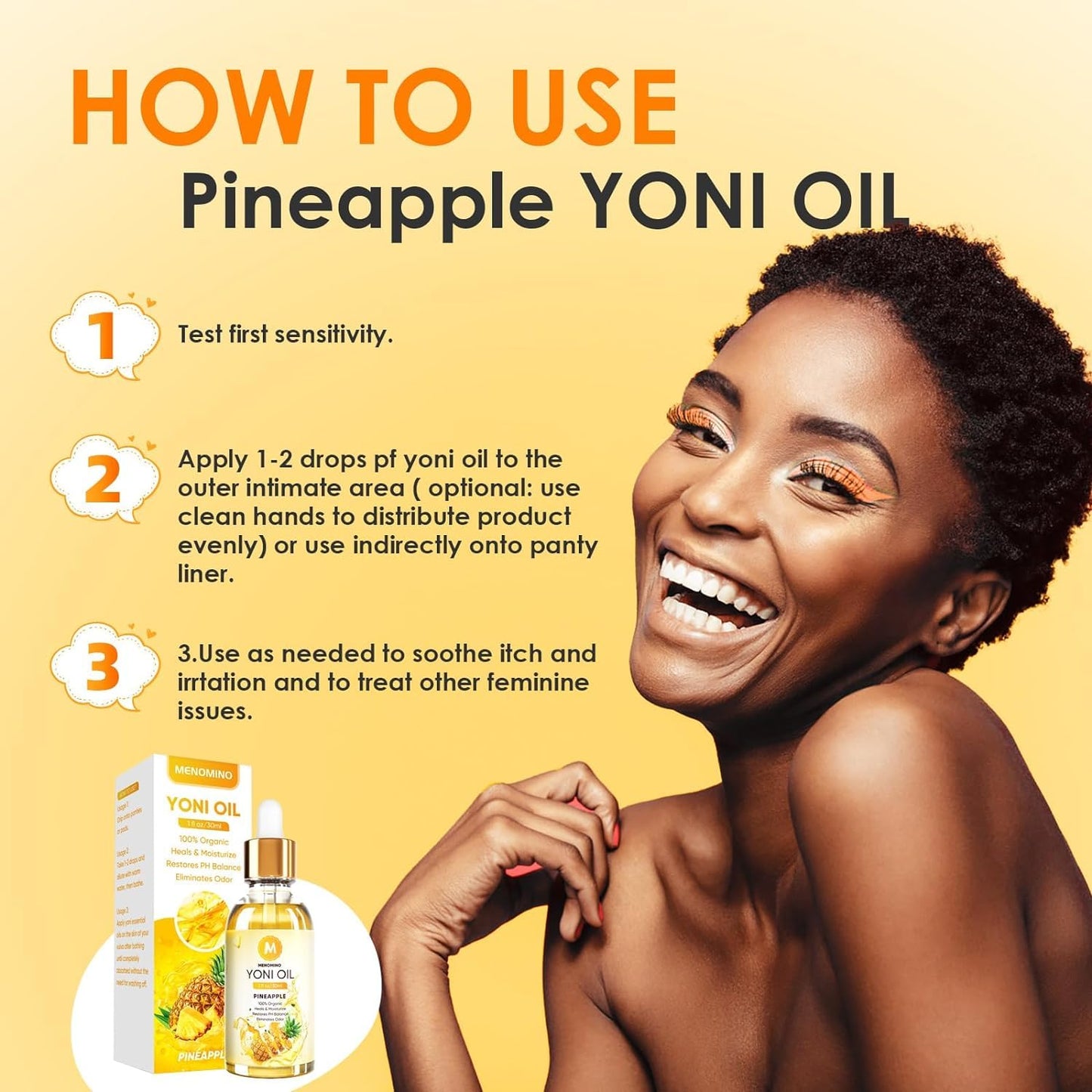 3 Pack Yoni Oil Feminine Oil for Women pH Balance - Feminine Deodorant with Pineapple Peach Strawberry Essential Oil, 1 fl oz/pc
