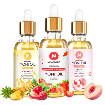 3 Pack Yoni Oil Feminine Oil for Women pH Balance - Feminine Deodorant with Pineapple Peach Strawberry Essential Oil, 1 fl oz/pc