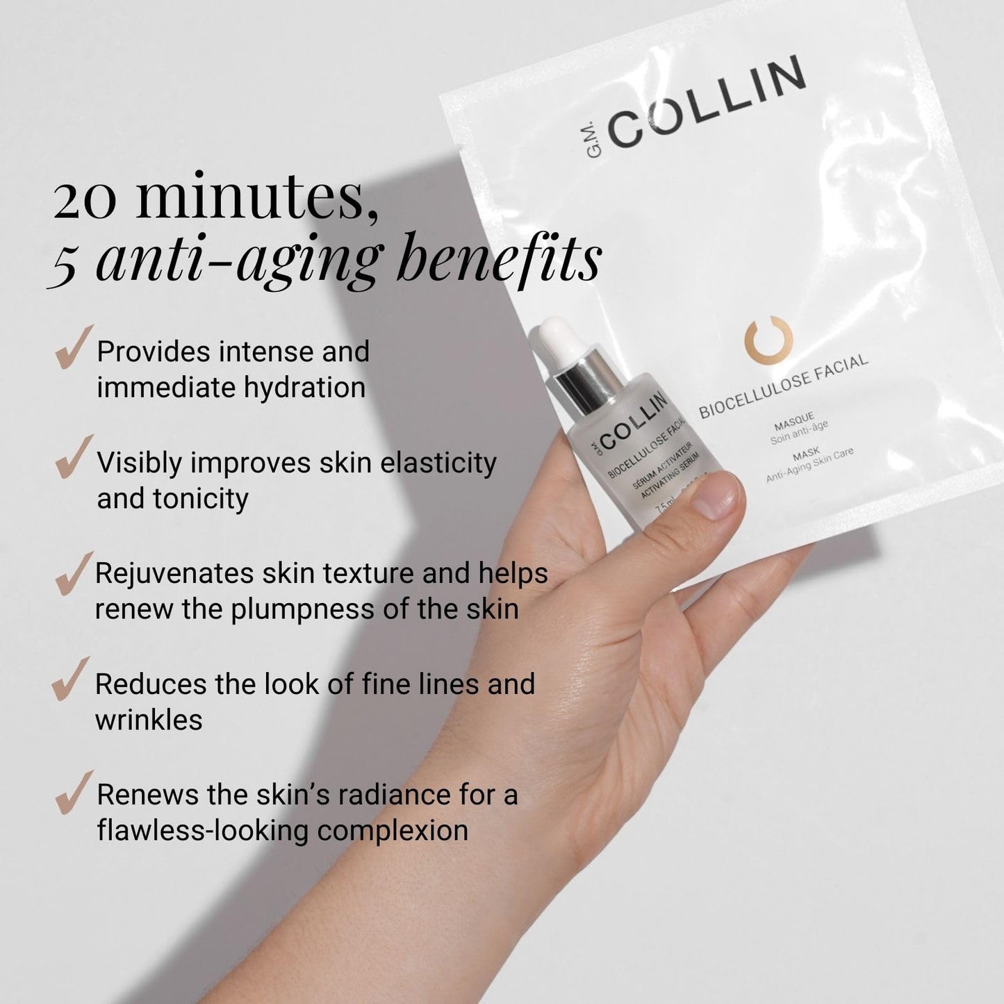 G.M. COLLIN Biocellulose Facial Mask | Hydrating Sheet Mask | Deep Moisture for a Plump, Youthful Look and Anti-Aging Benefits