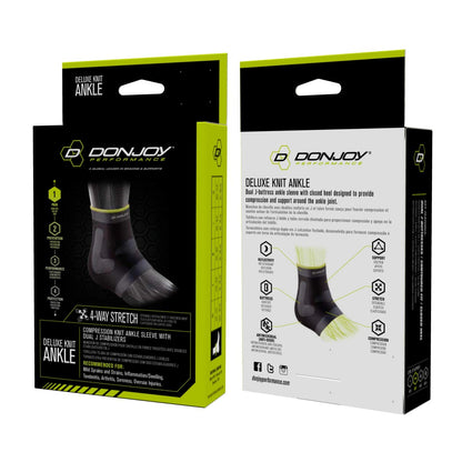 DonJoy Performance Deluxe Knit Ankle Compression Sleeve with J Buttress and Closed Heel for Mild Sprains, Strains, Inflammation, Swelling, Tendonitis, Arthritis