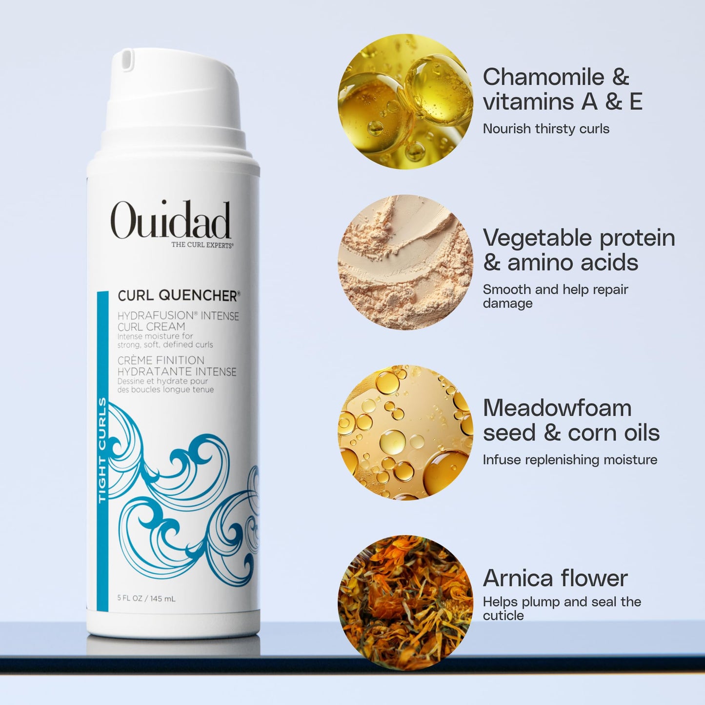 Ouidad Curl Quencher Hydrafusion Intense Curl Cream - 5 oz, Curl Defining Styling Cream for Touchable Curls, Flexible Hold Frizz Control Curly Hair Cream, Helps Eliminate Dryness, For Tight Curls