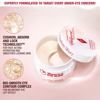 Charlotte Tilbury Hollywood Skin Secrets Under Eye Patches - Radiance-Boosting Lift Effect Eye Patches for Puffy Eyes & Dark Circles - Infused with Non-Slip & Non-Drip Cooling Hydrogel Cushion
