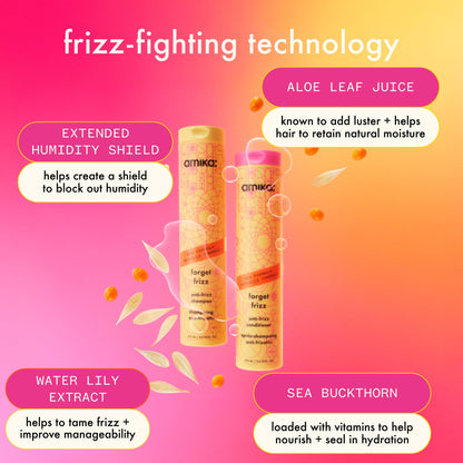 amika forget frizz anti-frizz conditioner | smoothing, humidity protection, up to 72 hour frizz control + lightweight hydration, for medium to thick coarse hair types 2a-4c