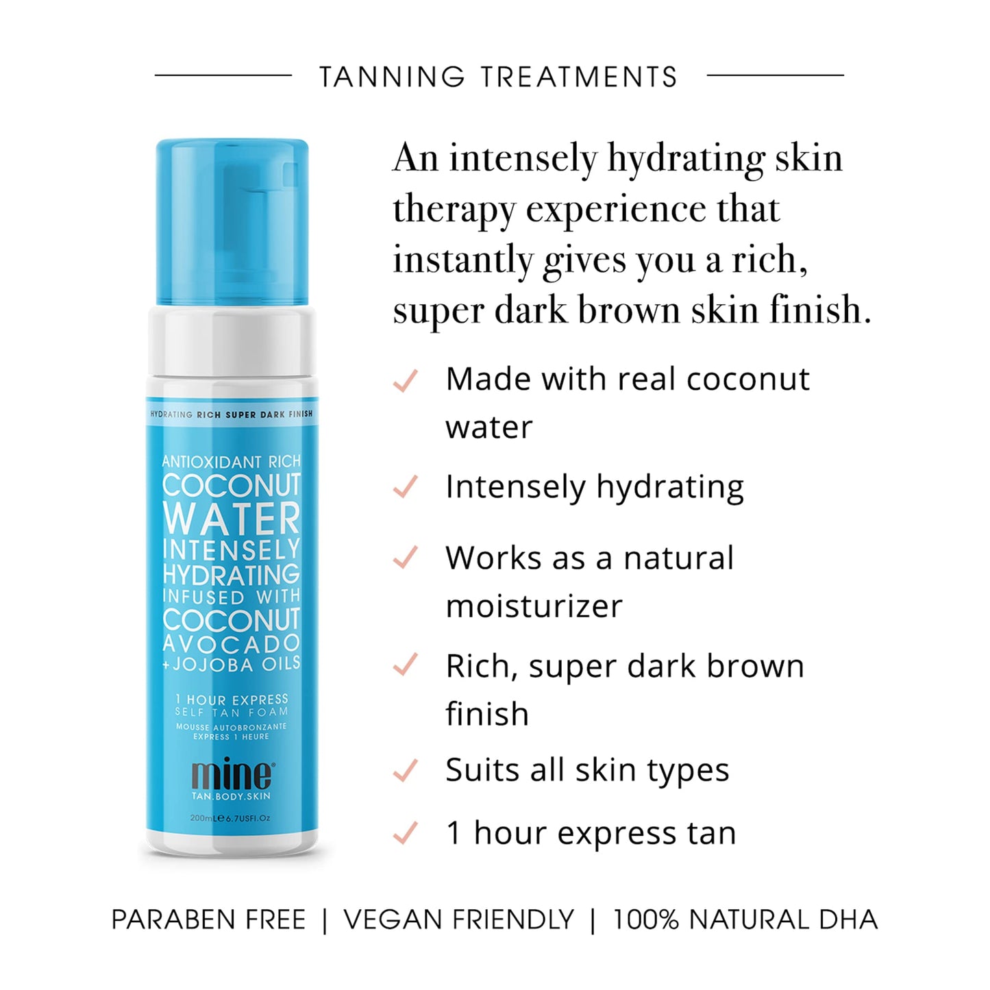 MineTan Coconut Water Based Self Tanner | Delivers a Flawless | Streak-Free Super Dark Brown Finish | Restores Skin Hydration | World's First Coconut Water Based Sunless Tanner, 100% Vegan