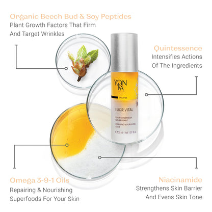 Yon-Ka Elixir Vital Concentrate | Revitalizing Anti-Aging Treatment to Moisturize and Remineralize Skin | Vitamin-Packed Anti-Wrinkle Serum | Paraben-Free | 1.01 fl oz