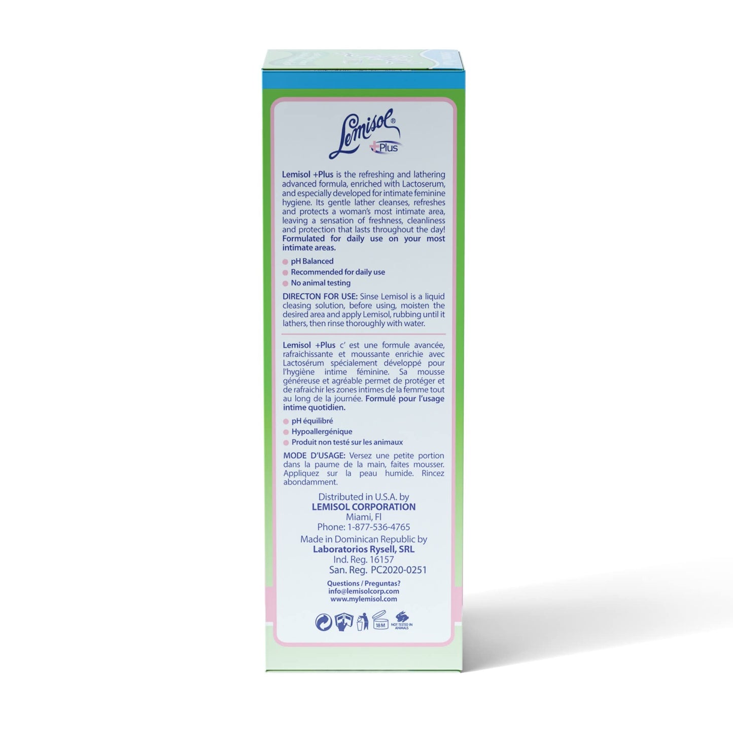 Lemisol Feminine Wash, Daily Cleanser, Hypoallergenic, 16 FL Oz, Bottle
