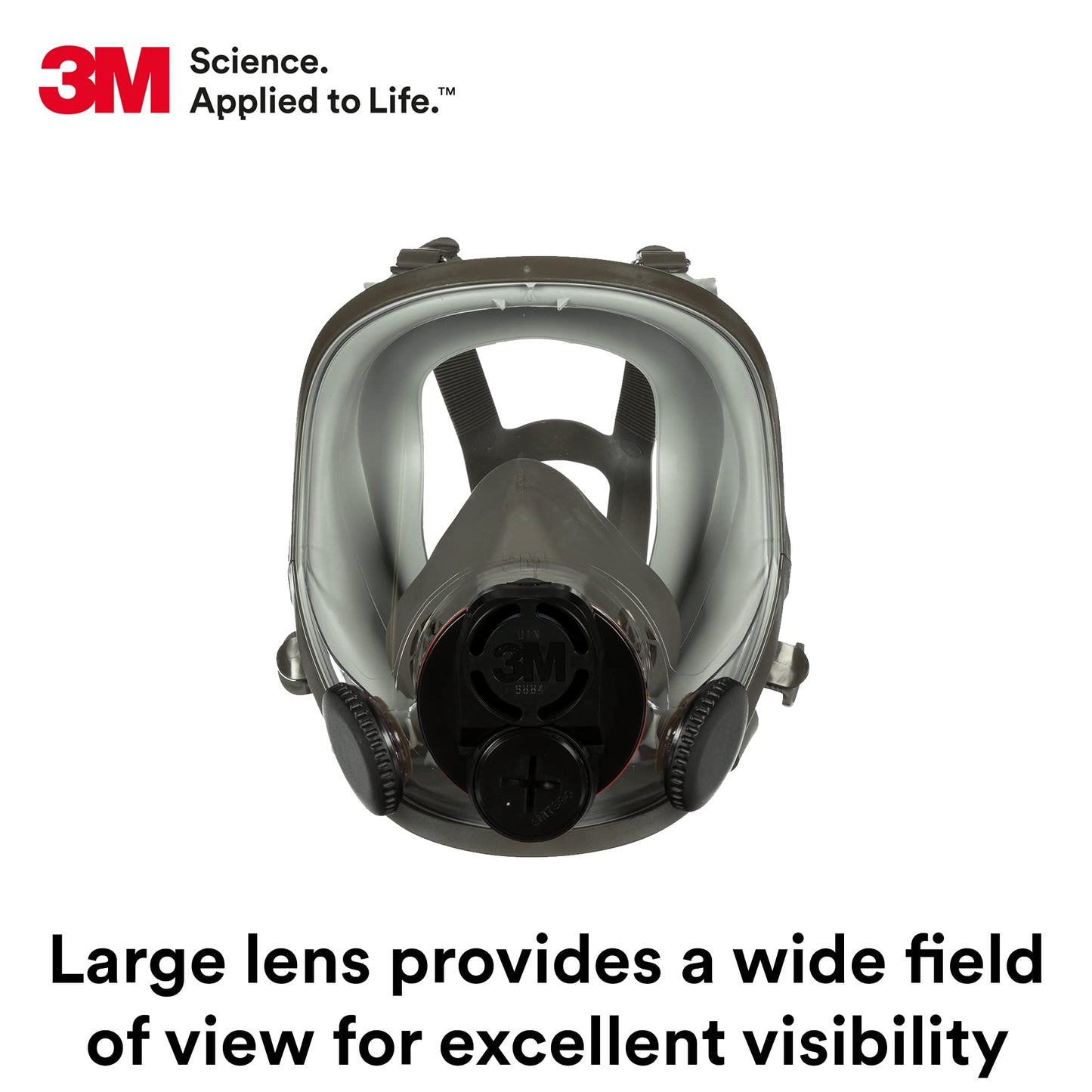 3M Full Facepiece Reusable Respirator 6700DIN, NIOSH, Respiratory Protection, Large Lens, ANSI, Lightweight, Silicone Faceseal, Cool Flow Valve, Easy Clean, Bayonet Connections, Cleaning, Sanding, S
