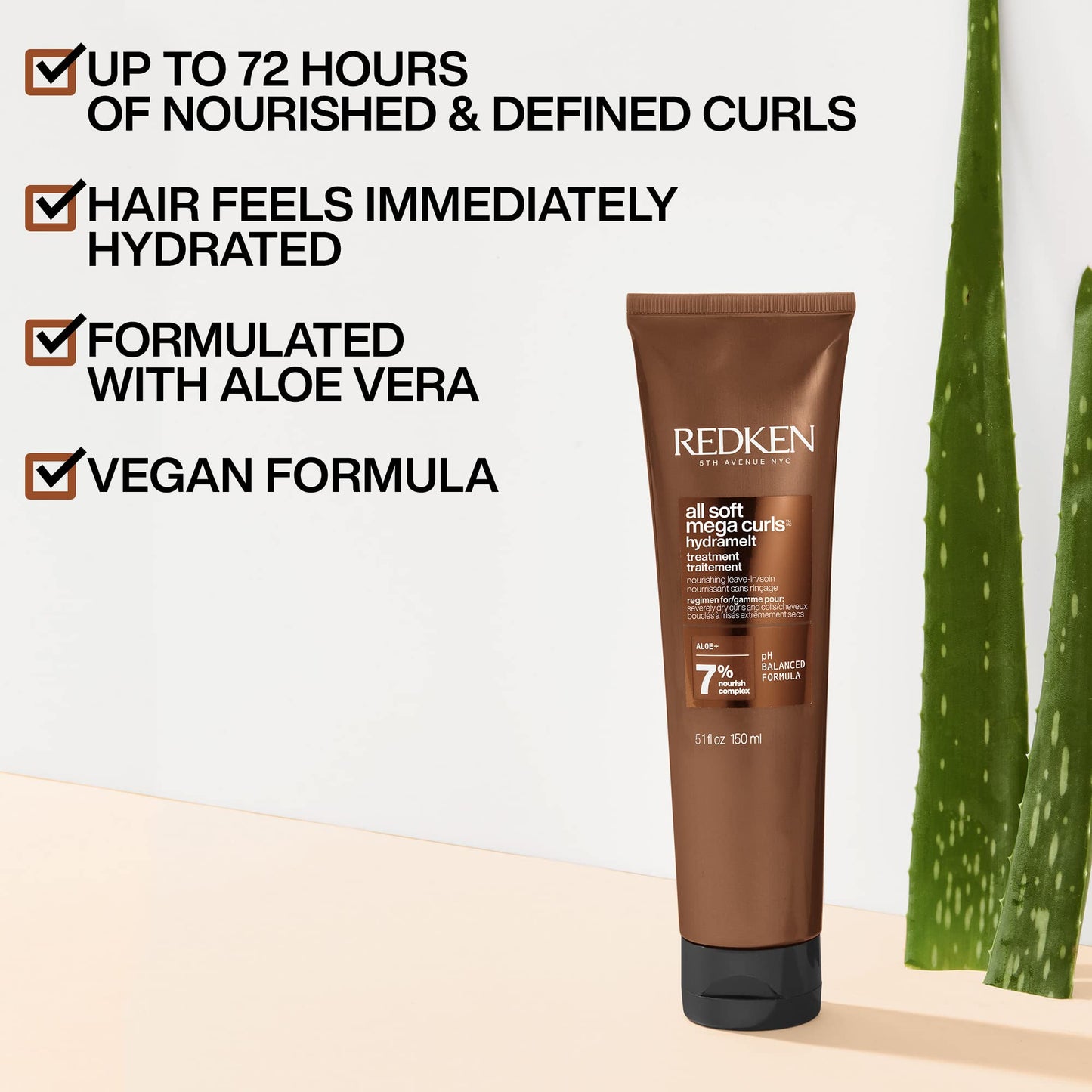 Redken All Soft Mega Curls Hydramelt Leave-In Treatment For Extremely Dry Curly & Coily Hair - Moisturizing Hair Lotion, Enhances Shine