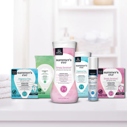Summer's Eve Feminine Wipes, Aloe Love, Vaginal Wipes with Gentle pH-Balanced Micellar Water Formula, Feminine Care to Help Remove Vaginal Odor, Gynecologist Tested, 32 Wipes, 12 Pack