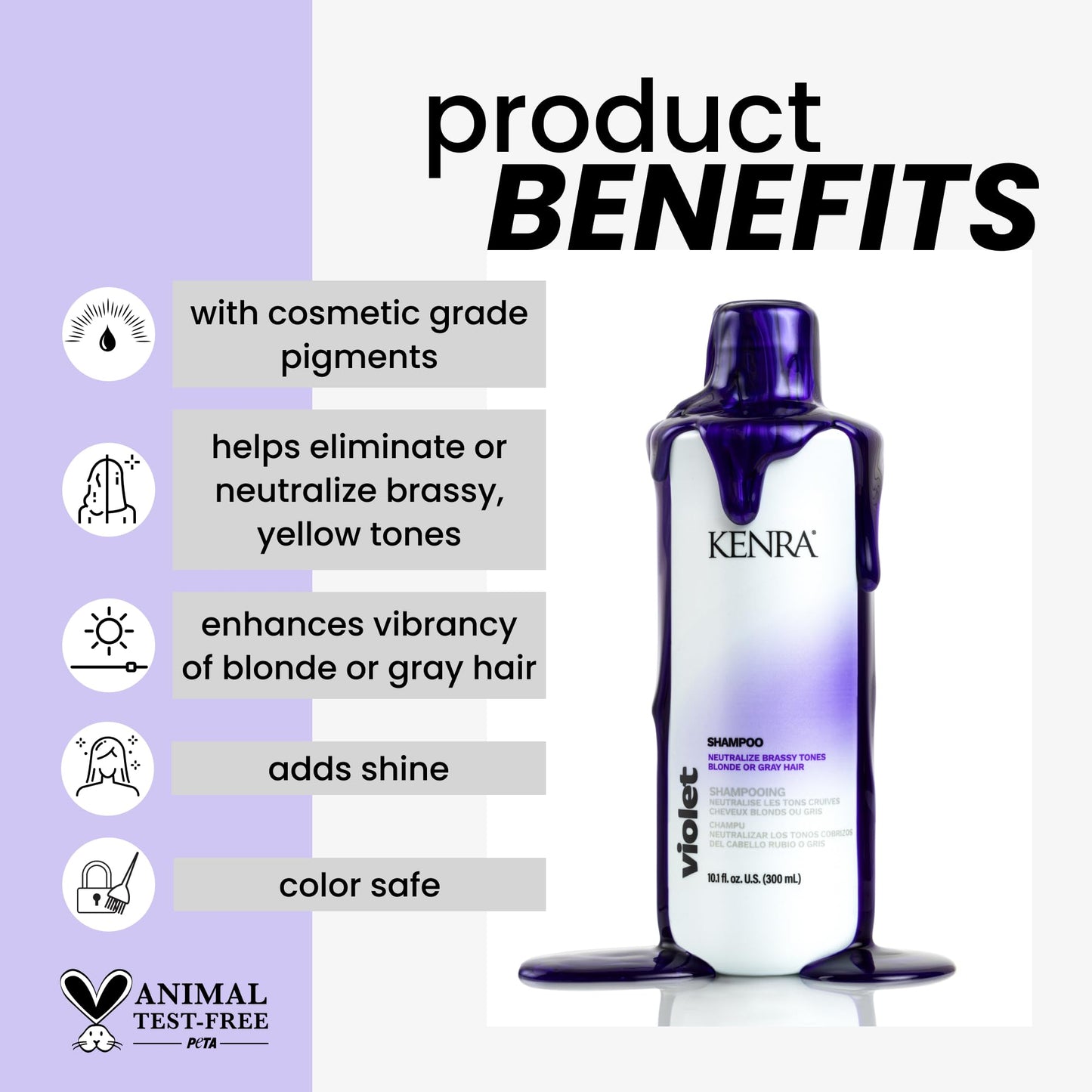 Violet Shampoo | Eliminates Brassy Tones | Purple Pigment + Deposit | Neutralizes Yellow | Moisturizes Processed Hair | Enhances Vibrancy of Blonde or Gray Hair | Color Safe