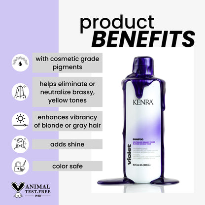 Violet Shampoo | Eliminates Brassy Tones | Purple Pigment + Deposit | Neutralizes Yellow | Moisturizes Processed Hair | Enhances Vibrancy of Blonde or Gray Hair | Color Safe