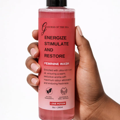 Love Potion Feminine Wash – Rose Yoni Cleanser for Women, Natural Intimate Wash with Aloe & Essential Oils, Odor Control & pH Balanced Daily Care, Plant-Based Formula, 240ml