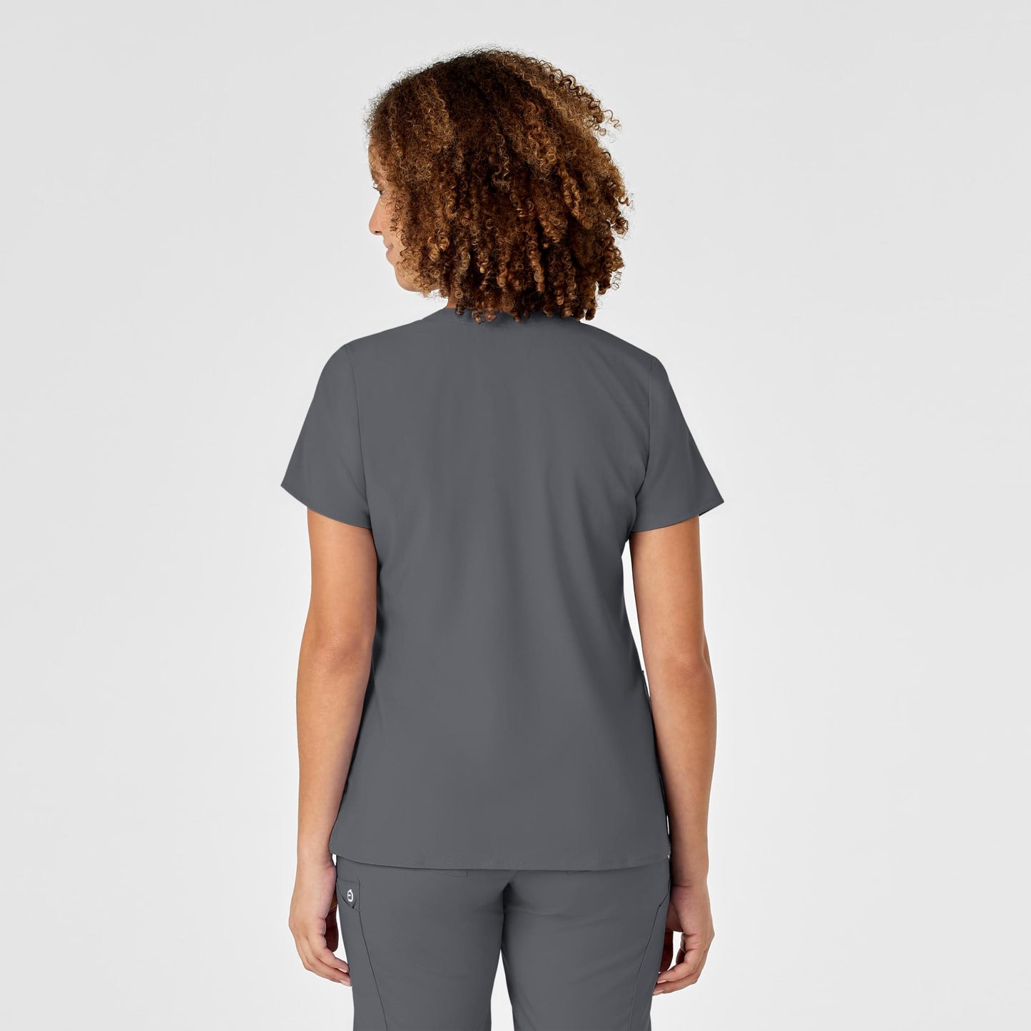 WonderWink Women's Plus-Size Women's Mock Wrap Top Shirt, Pewter, 5-XLarge