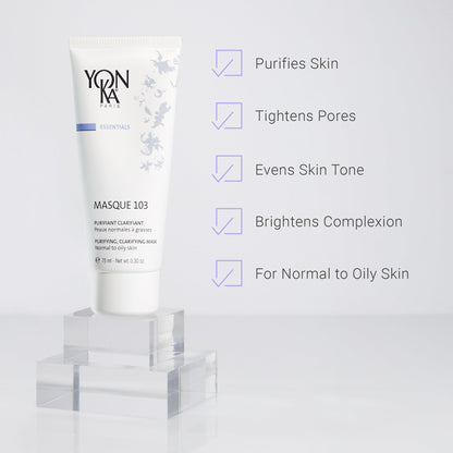 Yonka Masque 103 | Clay Face Mask | Clarify Skin and Tighten Pores with Botanical Extracts and Triple Clay Blend | Oily and Acne Prone Skin | Paraben-Free | 3.30 oz