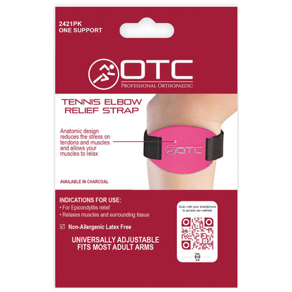 OTC Forearm Compression Strap for Tennis Elbow, Golfers Elbow, Recovery, Pink, Adjustable/Universal
