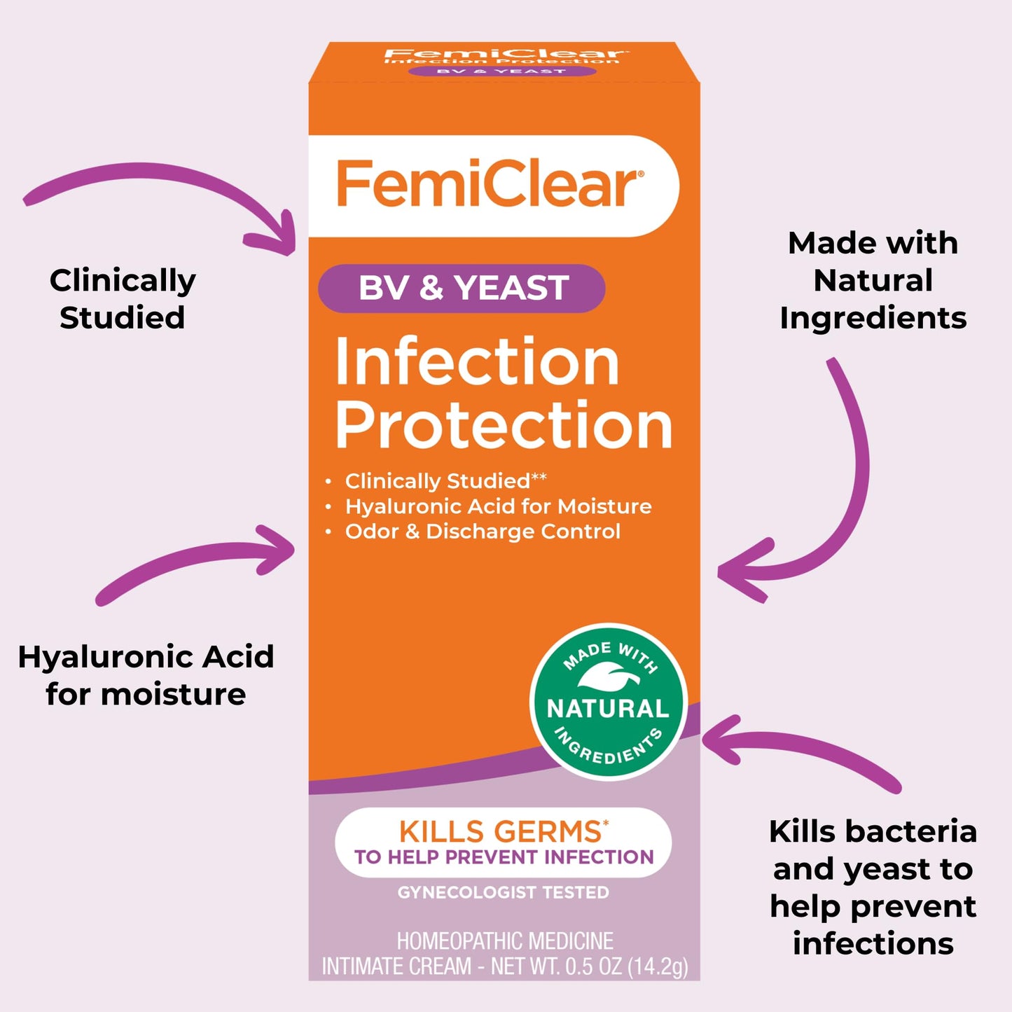 FemiClear Infection Protection Against BV & Yeast - Natural Feminine Care Cream