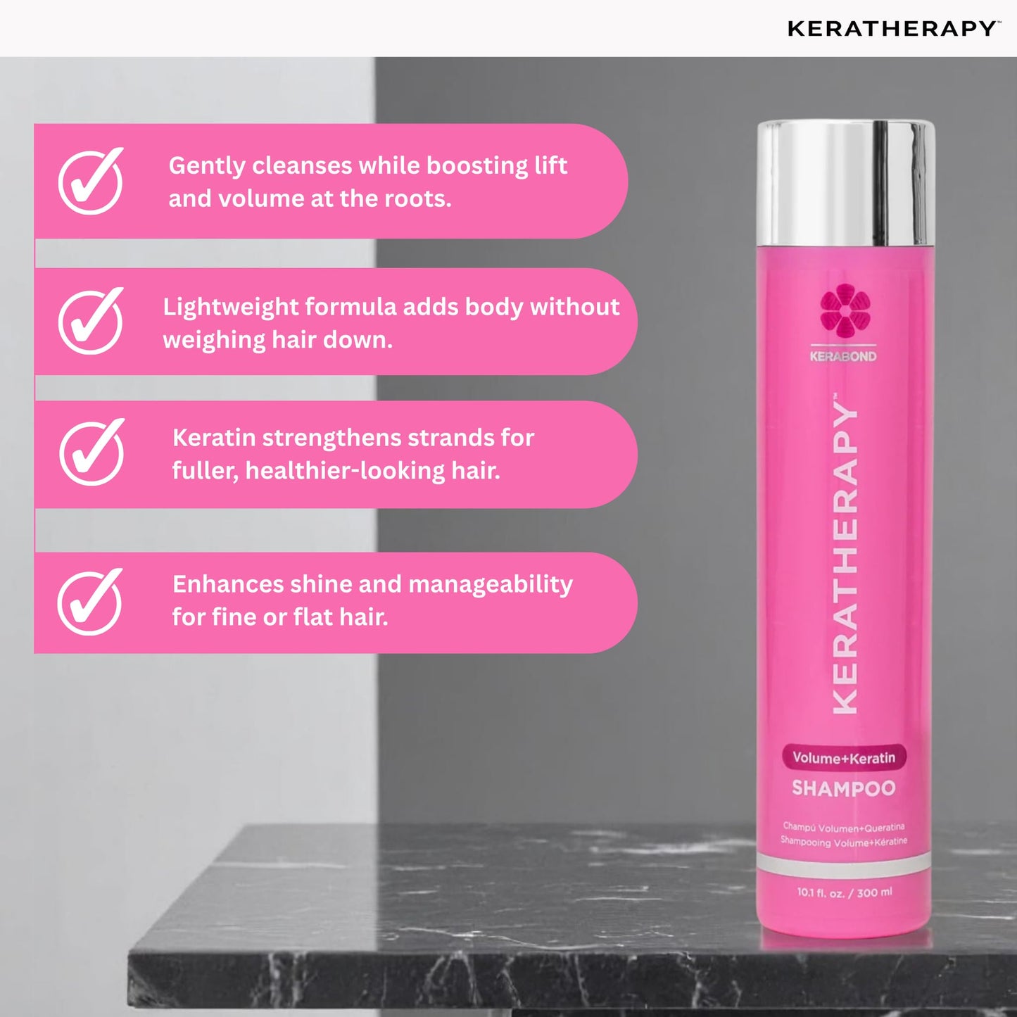 Keratherapy Keratin Infused Volume Shampoo, 10.1 fl oz, 300 ml - Volume Shampoo for Thin Hair - Kerabond Technology with Hemp Seed Oil, Indian Laurel Extract, Sea Kelp & Hydrolyzed Silk