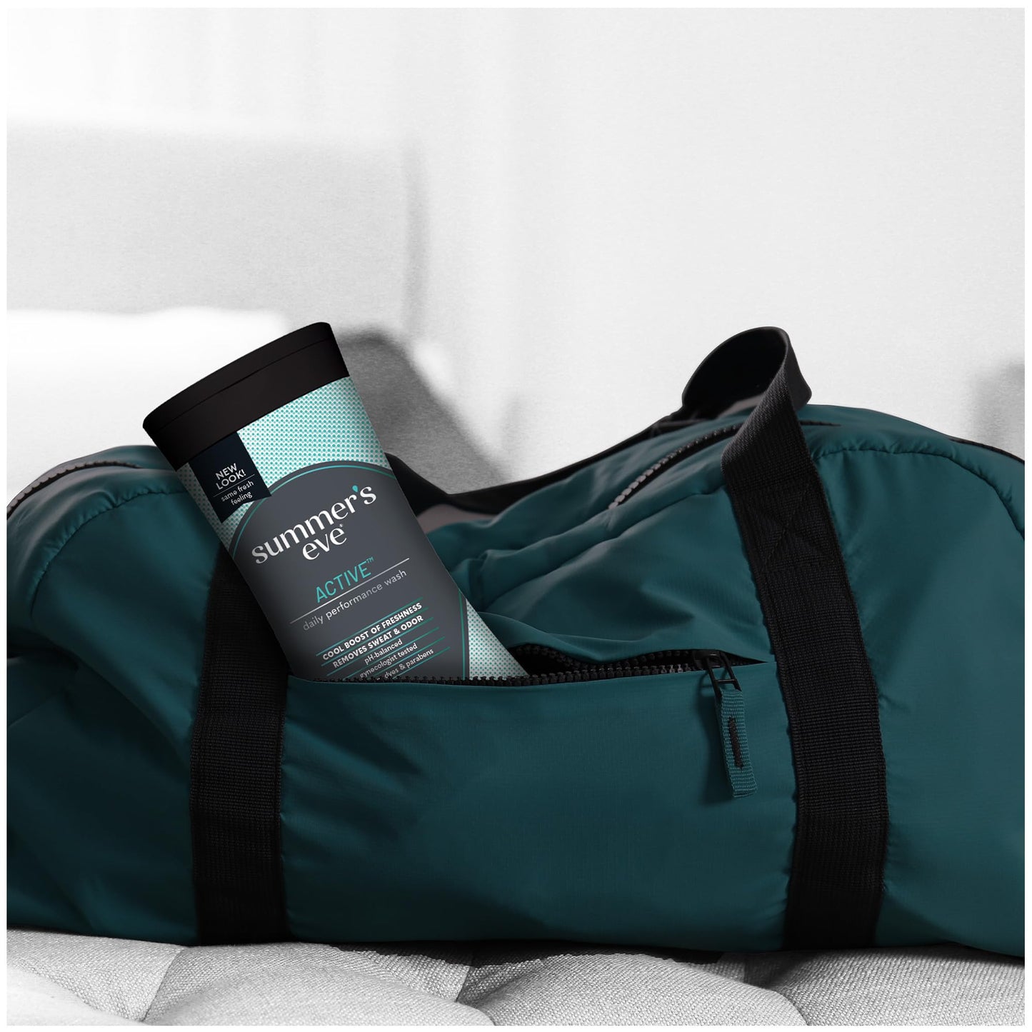Summer's Eve Active Daily Performance Feminine Wash, pH-Balanced Body Wash for Women, Removes Vaginal Odor with Scents of Eucalyptus & Peppermint, 12 Fl Oz
