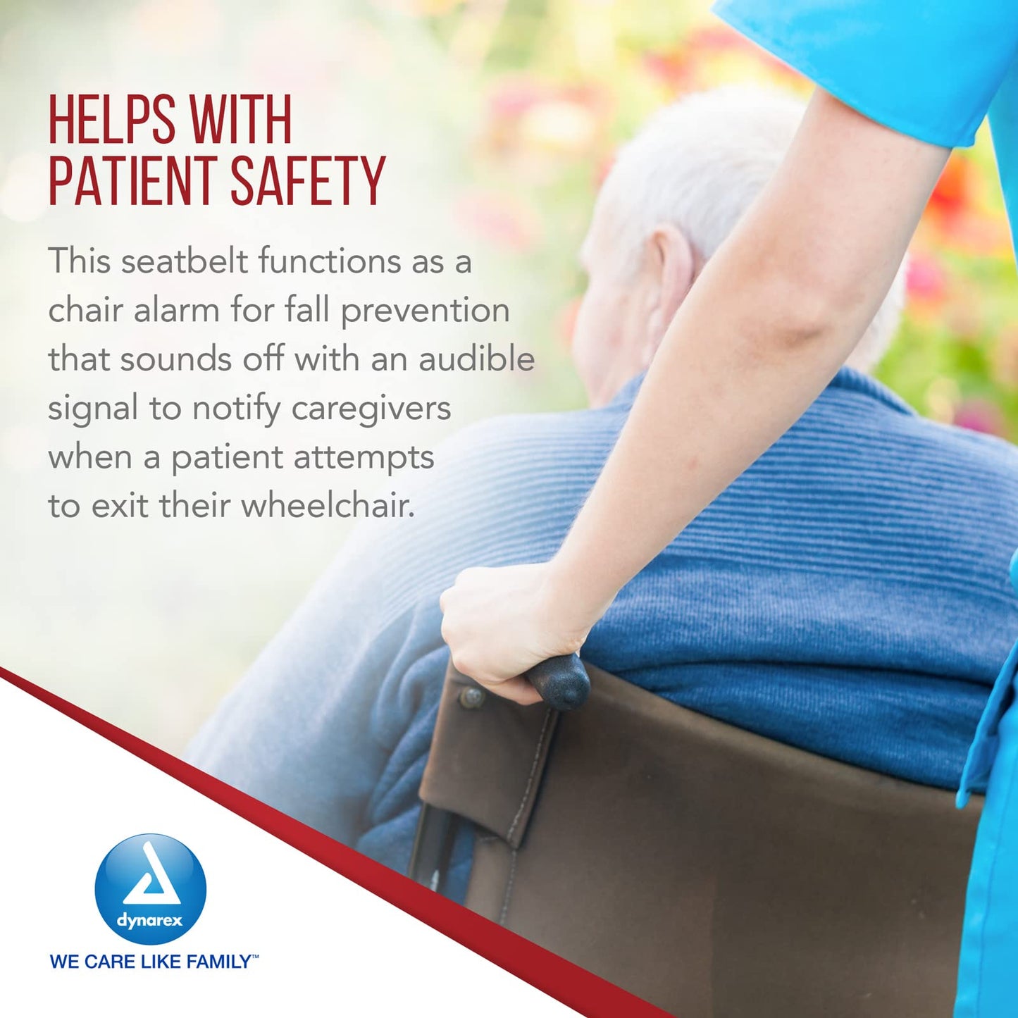 Dynarex Chair Alarm Seatbelts - Hook & Loop Wheelchair Belt for Monitoring - Chair Alarms and Fall Prevention for Elderly Patients - Compatible with Protech Monitor Devices