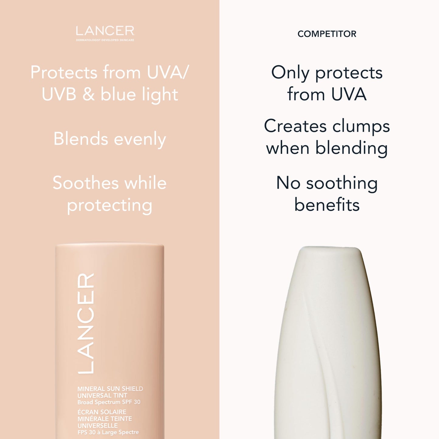 Lancer Skincare Mineral Sun Shield Universal Tint Broad Spectrum SPF 30 Sunscreen, 2 Fl Oz