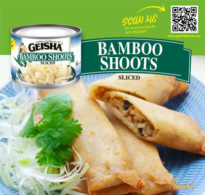 GEISHA Bamboo Shoots Sliced 8OZ. (Pack of 12), Bamboo Shoots | Kosher Certified － No Salt & Sugar added － Gluten Free－Less than 100 Calories per Container