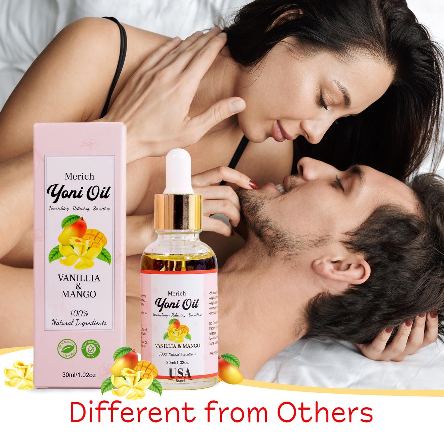 MERICH Natural Yoni Oil for Women | pH Balancing Vaginal Detox Oil, Vanilla & Mango | Rejuvenating Formula for Dark Spots & Ingrown Hair | Odor Eliminator & Gentle Cleansing Feminine Care | 1 oz