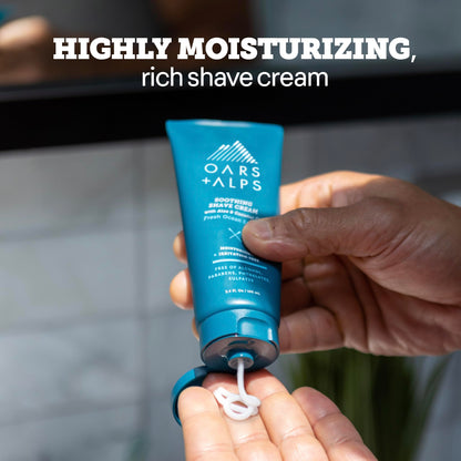 Oars + Alps Soothing Men's Shaving Cream, Dermatologist Tested and Infused with Aloe and Coconut Oil, Fresh Ocean Splash Scent, TSA Friendly, 3.4 Oz, 2 Pack