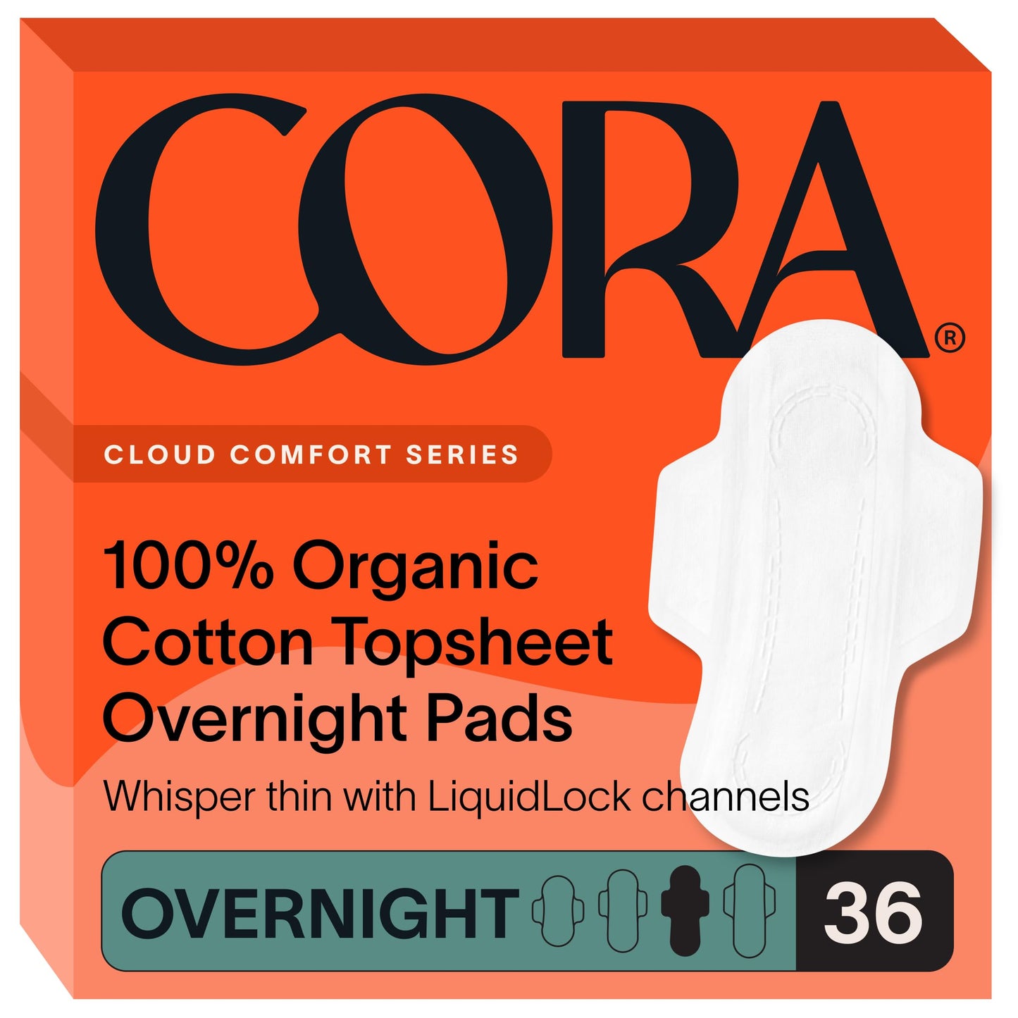 Cora Organic Feminine Care | 72 Ultra Thin No Wings Liners and 36 Overnight Period Pads | Ultra-Absorbent, Unscented, Natural, Non-Toxic | Bundle Pack