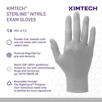 Kimtech™ Sterling™ Nitrile Exam Gloves (50706), 3.5 Mil, Ambidextrous, 9.5", S (200 Gloves/Box)