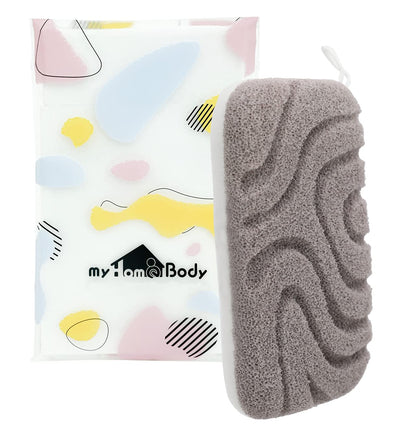 myHomeBody Dual-Texture Shower Sponge, Beauty Body Scrubber Exfoliator for Women, Exfoliating Loofah for Men, 1pc
