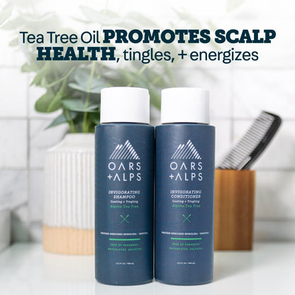 Oars + Alps Men's Sulfate Free Shampoo, Infused with Witch Hazel & Tea Tree Oil, Cleanses & Refreshes, Alpine Tea Tree Scent, 1 Pack, 13.5 Fl Oz