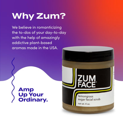 Indigo Wild Zum Face Sugar Facial Scrub - Natural Sugar Scrub - Soothing Facial Exfoliator with Jojoba Oil, Coconut Oil & Olive Oil - Lemongrass - 4 oz