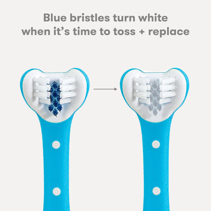 Frida Baby Triple-Angle Toothhugger Training Toddler Toothbrush | Toddler Toothbrush 2 Years and Up, Cleans All Sides at Once | Blue