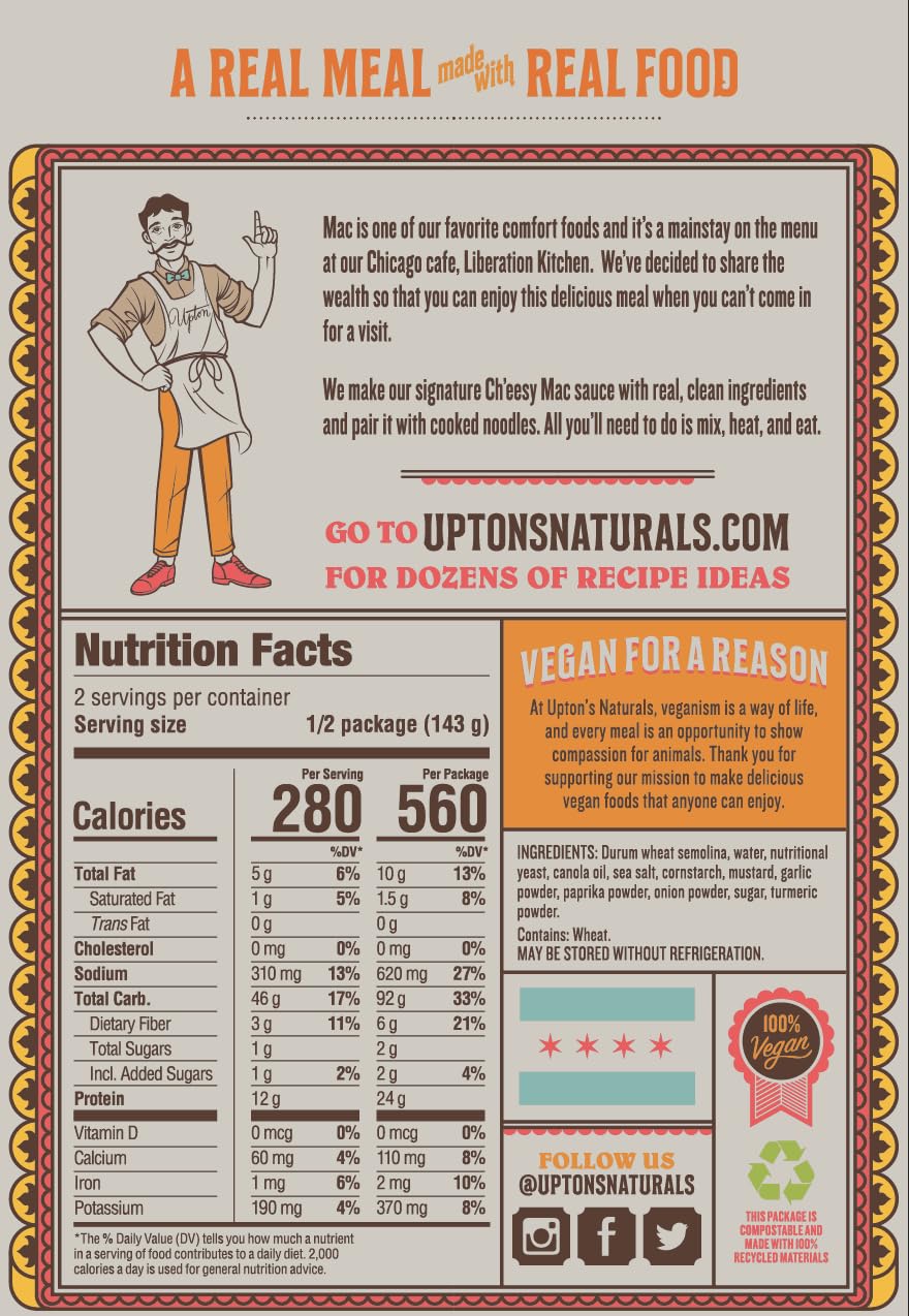 Upton’s Naturals Ch'eesy Mac - 10.05 oz boxes (Pack of 6)