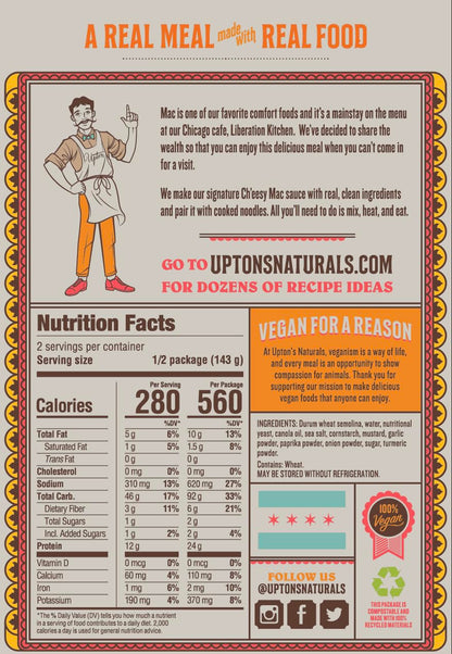 Upton’s Naturals Ch'eesy Mac - 10.05 oz boxes (Pack of 6)