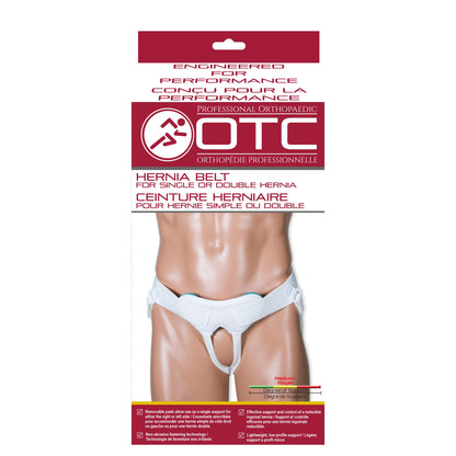 OTC Medical Hernia Belt for Single or Double Hernia, Non Abrasive Truss for Inguinal or Scrotal Hernia Support, White, Medium