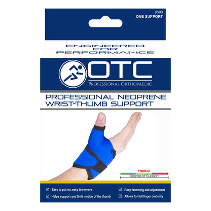 OTC Neoprene Wrist Thumb Support, Adjustable Compression Wrap Brace, Medium