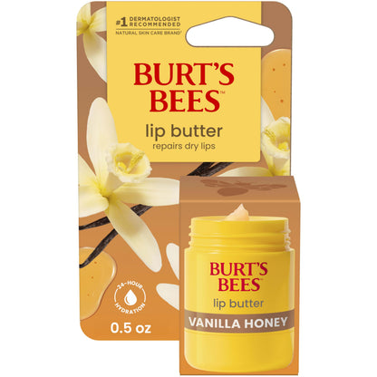 Burt's Bees Vanilla Honey Lip Butter, Repairs Dry Lips, 24 Hour Hydration, Locks in Moisture, Includes Shea and Mango Butters, Antioxidant Rich Vitamin E, Convenient Twist Up Dispenser, 0.5 Oz.