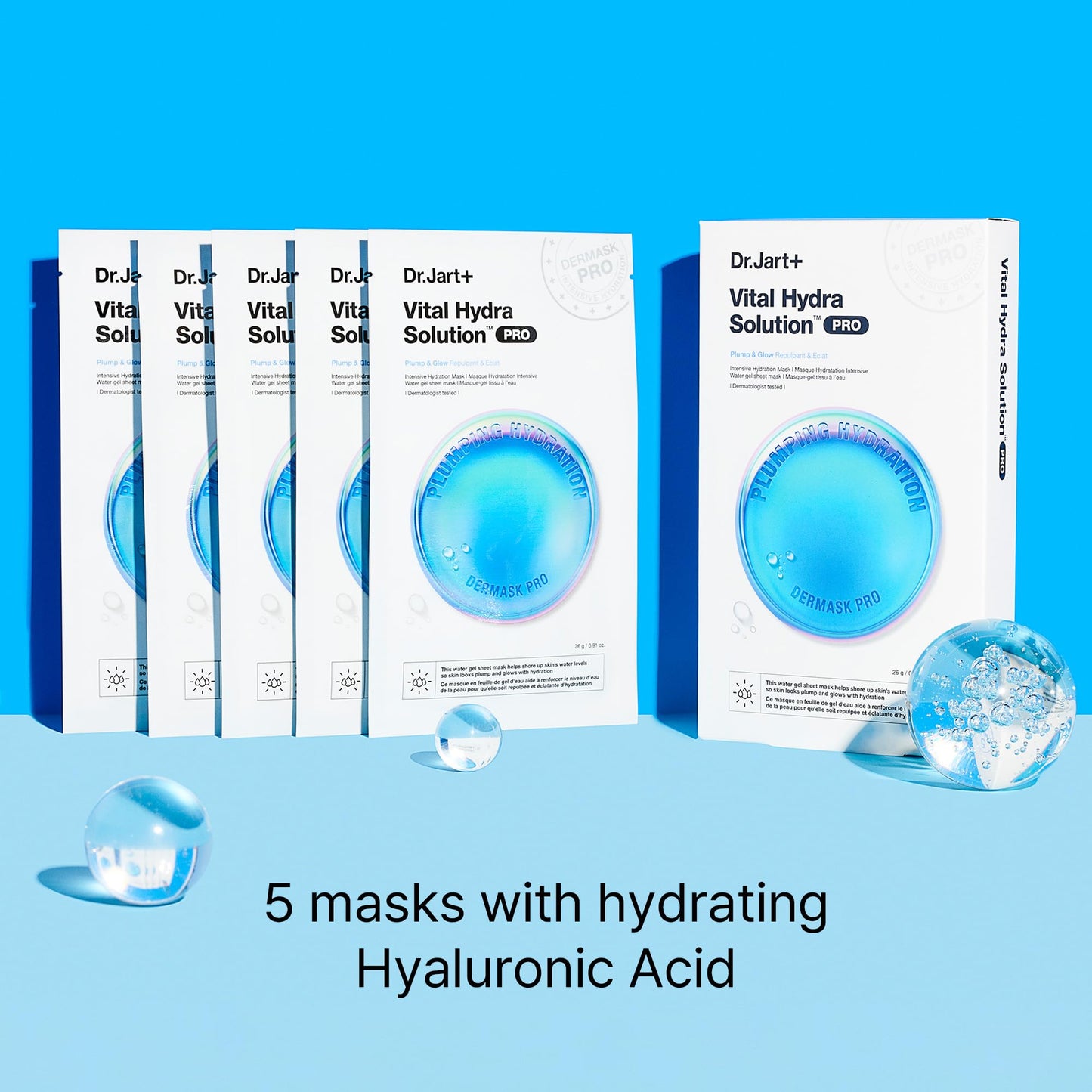 Dr.Jart+ Dermask Vital Hydra Solution Glow Korean Face Mask with Hyaluronic Acid for Glass Skin | Sheet Mask | Korean Skin Care