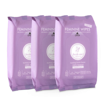 Fresh One Feminine Wipes - Natural pH Balanced Intimate Wipes for women | Soothing, Gentle Cleansing | Feminine Hygiene Wipes for Sensitive Skin, Personal Care, & Daily Use