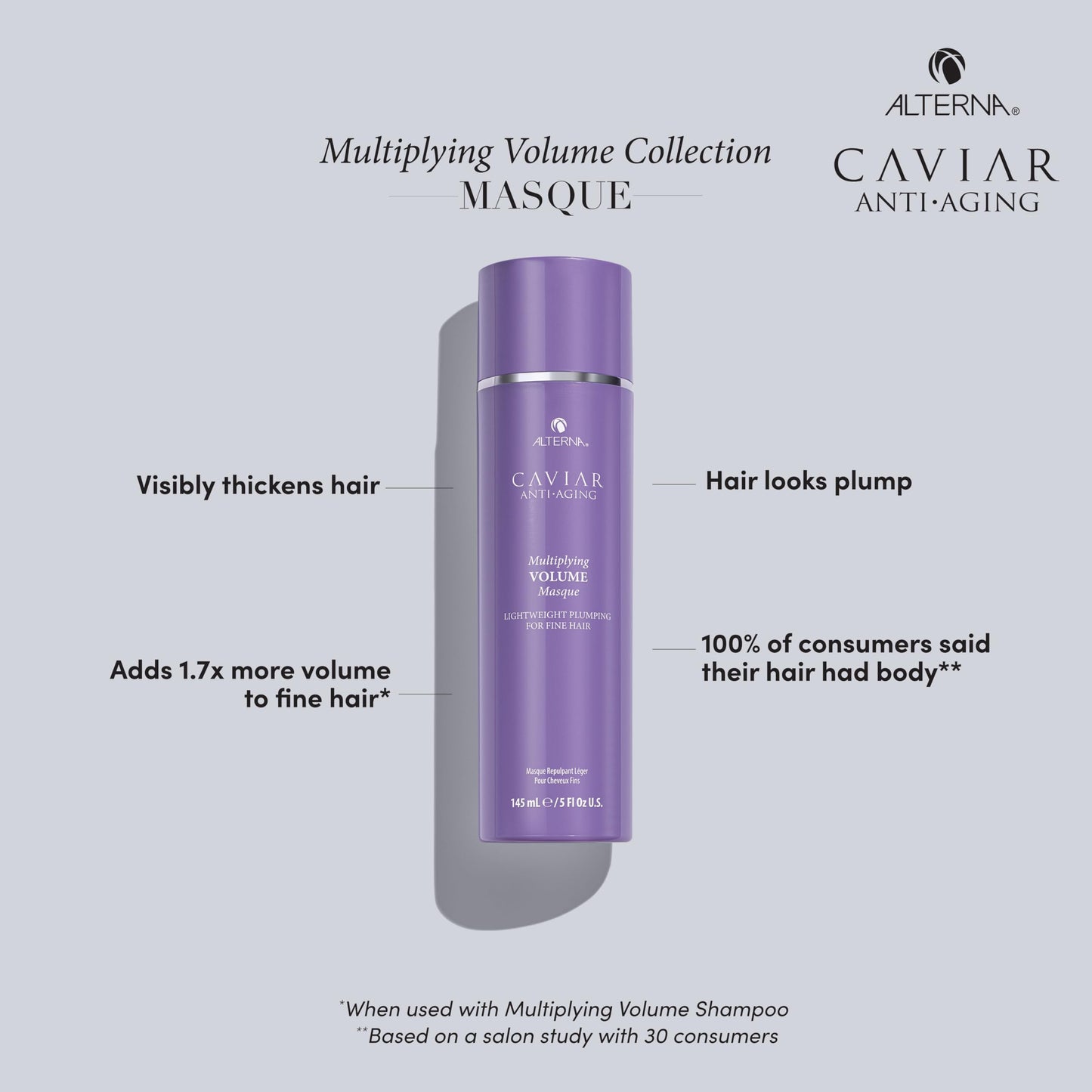 Alterna CAVIAR Anti-Aging Multiplying Volume Masque 5 Fl Oz | Lightweight Hydrating Hair Volumizer Mask for Fine, Thin, Limp or Flat Hair | Adds Shine & Body | Strengthens, Detangles & Boosts Fullness