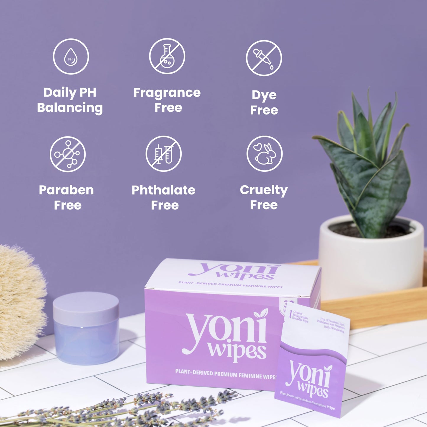 30 Count Biodegradable & Flushable Feminine Wipes, pH-Balanced, Aloe Vera & Vitamin E, Individually Wrapped for Travel and On-the-Go Use