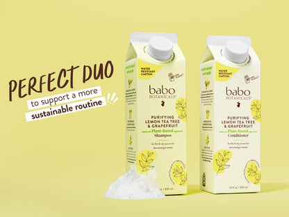Babo Botanicals Purifying Lemon Tea Tree & Grapefruit Conditioner – For Flat, Oily Prone Hair – Add body & shine – Citrus-Mint Fragrance - Water-Resistant Carton w. 80% Less Plastic – Vegan