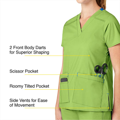 WonderWink Women's Wonderflex Verity Scrub Top, Green Apple, X-Small