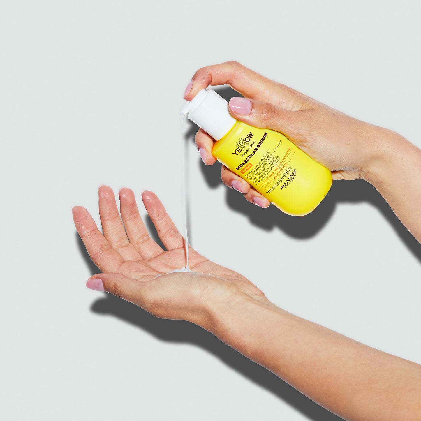 ALFAPARF MILANO Yellow Professional Repair Molecular Serum - Strengthening Leave-In for Damaged Hair - Powered by Bond Complex & Cacao Butter - Designed for Instant Results (5.07 fl oz / 150ml)