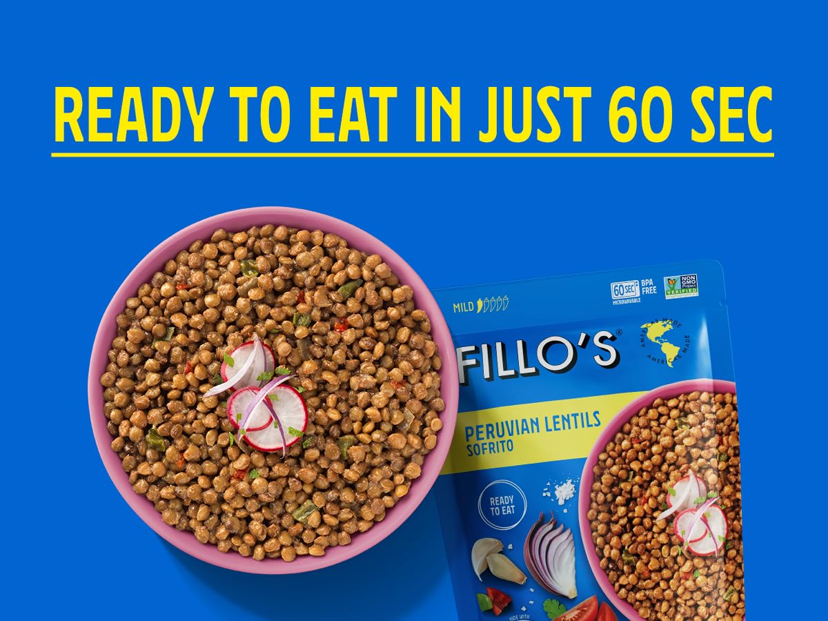 Fillo's Ready to Eat Beans Variety Pack | Black Beans, Lentils, & Pink Beans | Gluten-Free, Preservative-Free, Microwavable Meals, Non-GMO, Vegan, Plant Protein, 10 oz Pk of 6
