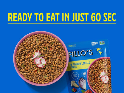 Fillo's Ready to Eat Beans Variety Pack | Black Beans, Lentils, & Pink Beans | Gluten-Free, Preservative-Free, Microwavable Meals, Non-GMO, Vegan, Plant Protein, 10 oz Pk of 6