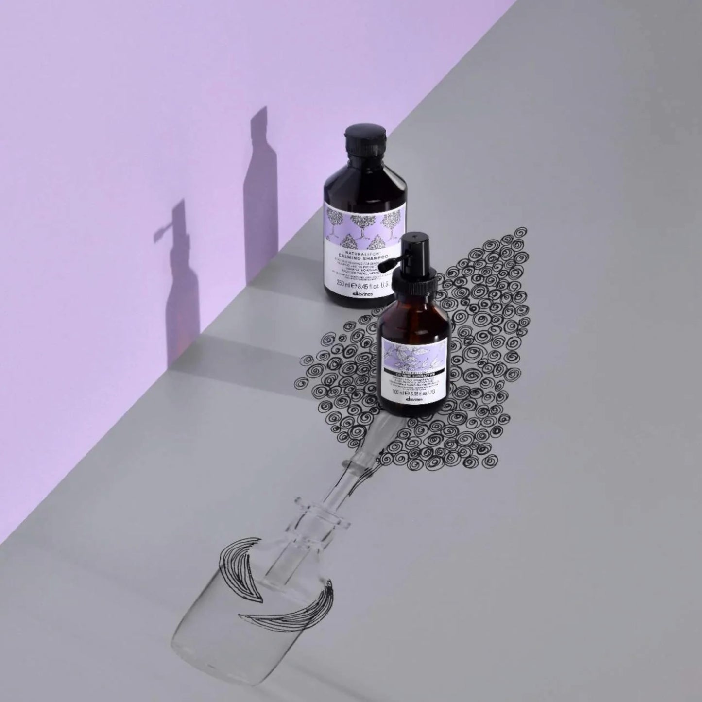 Davines Naturaltech Calming Superactive, Soothing & Relieving for Sensitive Scalp - With Blueberry Phytoceuticals - Leave-In Serum Calms Irritation Instantly, Travel Size, 3.38 Fl Oz